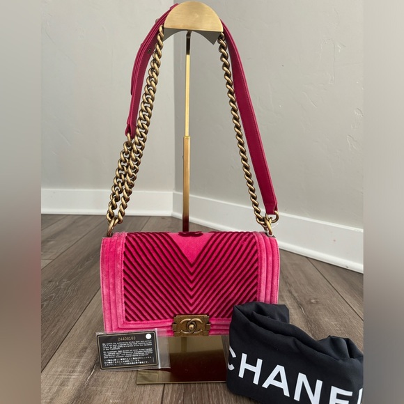 CHANEL Bags Chanel Boy Bag Chevron Velvet Old Medium Poshmark